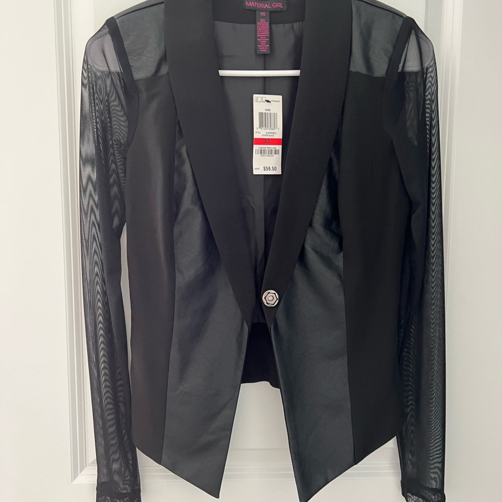 Material Girl leather and mesh jacket